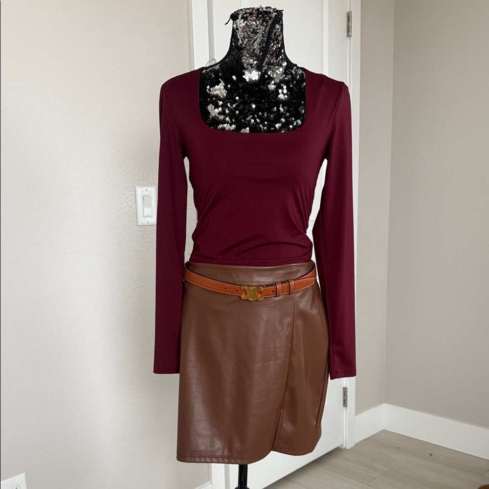 SHEIN  Brown Leather Skirt